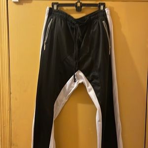 American stitch black/white polyester sweat pants